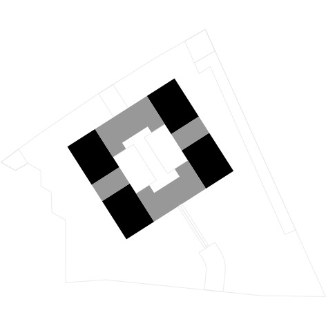 Projet de 4 villas - cour intérieur - parking souterrain - Confignon - Genève